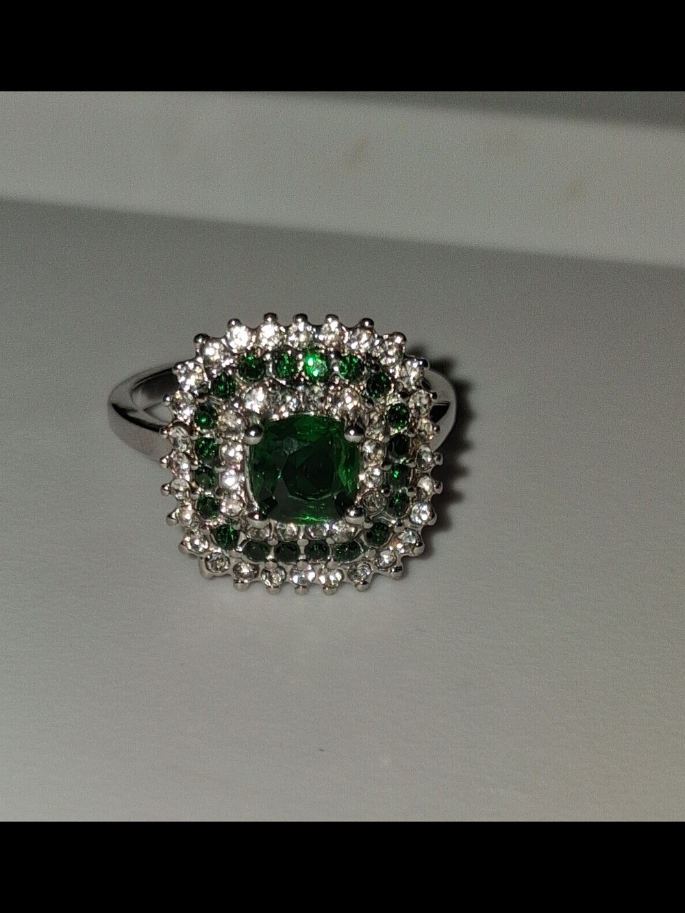 Emerald Double Halo Ring